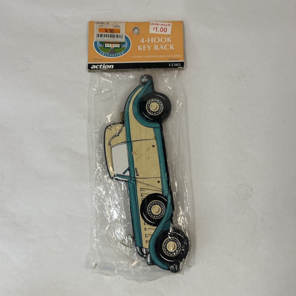 Vintage Wood Car 4 Hook Key‎ Rack 1930 Packard? Design Car 1992 Read